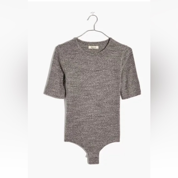 Madewell Tops - Madewell Crewneck Short-Sleeve Thong Bodysuit In Heather Smoke Sz XXS AD022